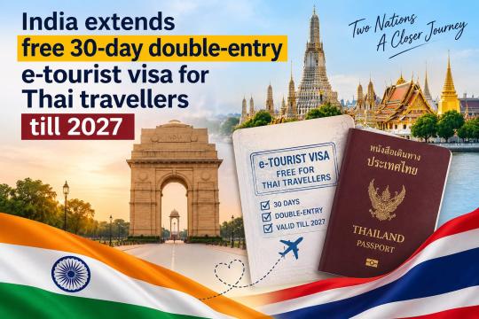 India extends free 30-day double-entry e-tourist visa for Thai travellers till 2027